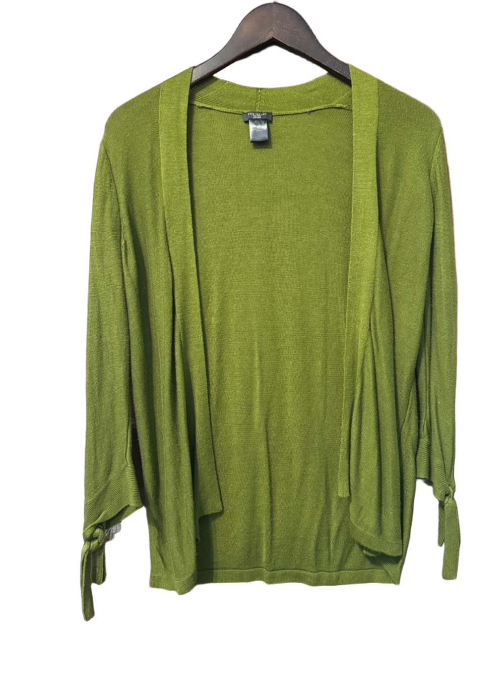 Ann Taylor Olive Green Open-Front Tie-Sleeve Cardigan Sweater Size S Petite - Picture 2 of 3